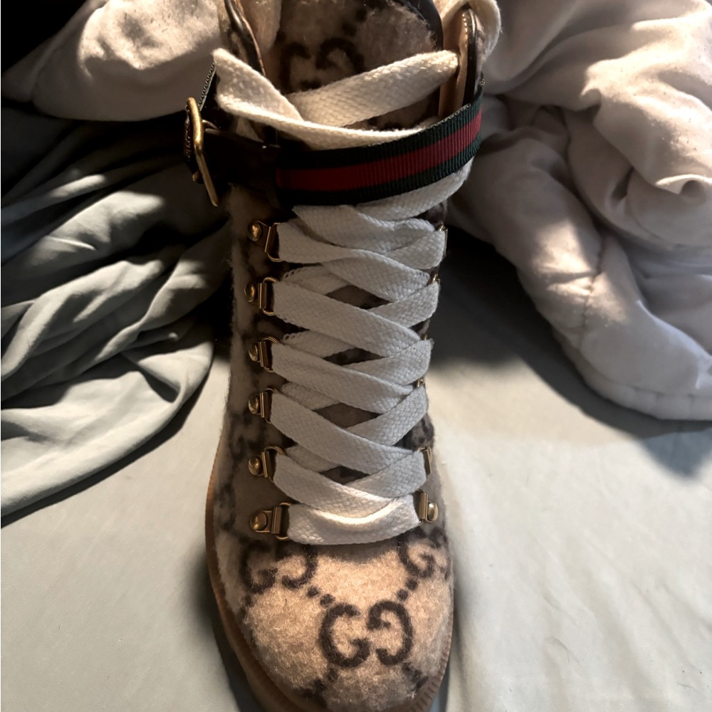 Real brand name Gucci wool GG canvas boots